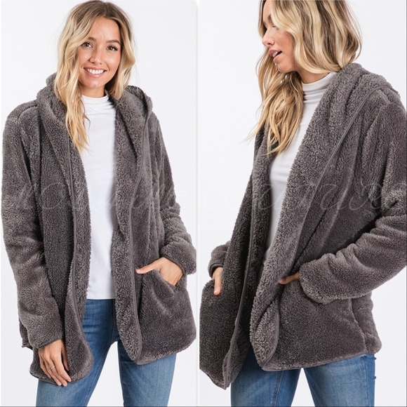 MODA ME COUTURE | Jackets & Coats | So Soft Sherpa Hooded Jacket With ...